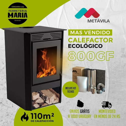 Calefactor Estufa Doble Combustion Metavila 800gf +kit Techo - Imagen 2