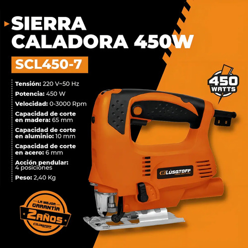 Sierra Caladora Lusqtoff Scl450-7 450w 65mm 4 Posiciones - Imagen 4