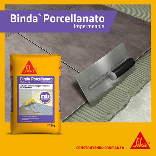 5 X 25kg Binda Porcellanato Sika Adhesivo Cementicio Promo - Imagen 4