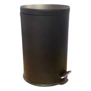 Papelera Acero Inox Negro Mate 30lts Alto 63cm Diametro 30cm