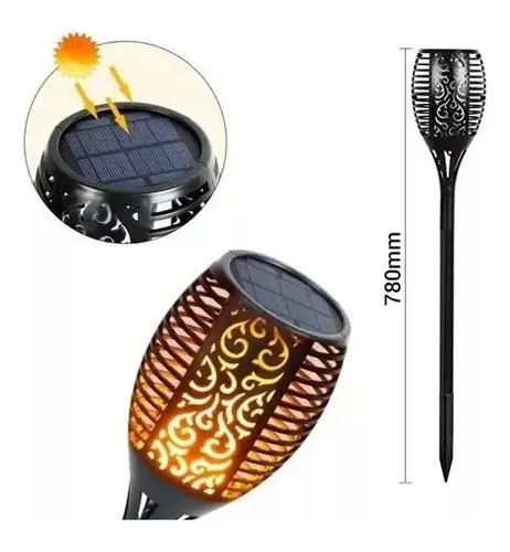 Antorcha Solar Led Llama Fuego Para Jardin Pack X 2 Unidades - Imagen 6