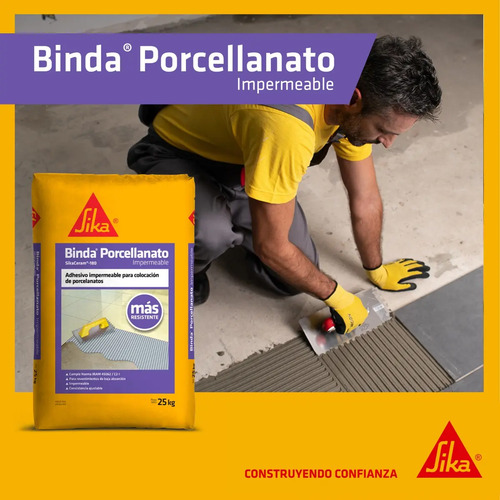 5 X 25kg Binda Porcellanato Sika Adhesivo Cementicio Promo - Imagen 3