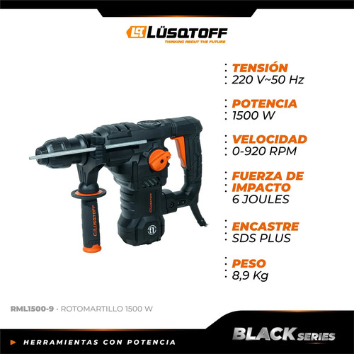 Rotomartillo Lusqtoff Rml1500-9 Percutor Sds Plus 1500w - Imagen 2