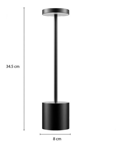 Lampara Portatil De Mesa Negra Recargable Dimerizable - Imagen 7