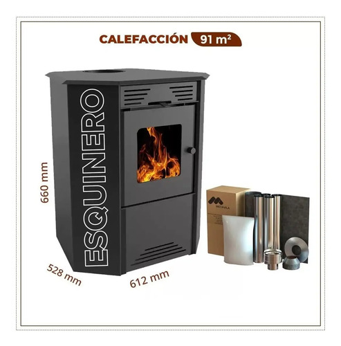 Calefactor Ecológico Doble Combustión Esq. + Kit Caños 790gf - Imagen 4