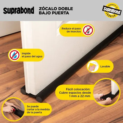 Zócalo Burlete Suprabond Doble Bajo Puerta 95cm - Negro - Imagen 3