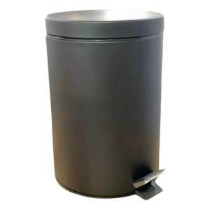 Papelera Acero Inox Negro Mate 12lts Alto 38cm Diámetro 24cm