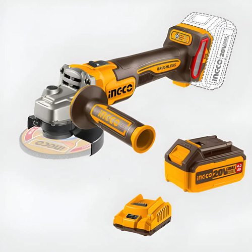 Amoladora 20v Brushlees 900w + 1bat 4ah + Carg Ingco