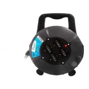 Alargue 10mts Con Enrollador 4 Schuko + Tierra