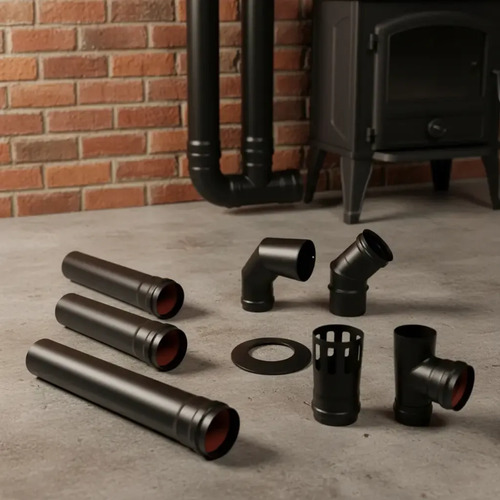 Calefactor Estufa Pellet Blanco 75m2 Warm Kit Caños Regalo - Imagen 3