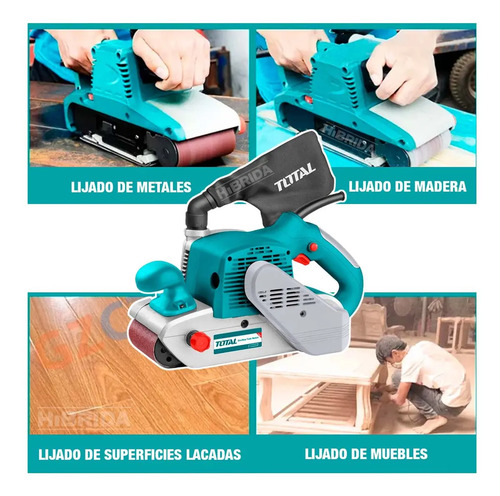 Lijadora De Banda Total 1200w Industrial - 610x100mm - Incluye Lija Y Bolsa Recolectora De Polvo - Tbs12001 Turquesa 60hz - Imagen 5