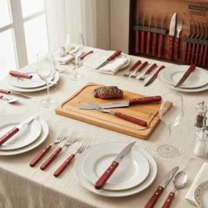 Juego De Asado Cubiertos Tabla Tramontina Polywood 15 Piezas