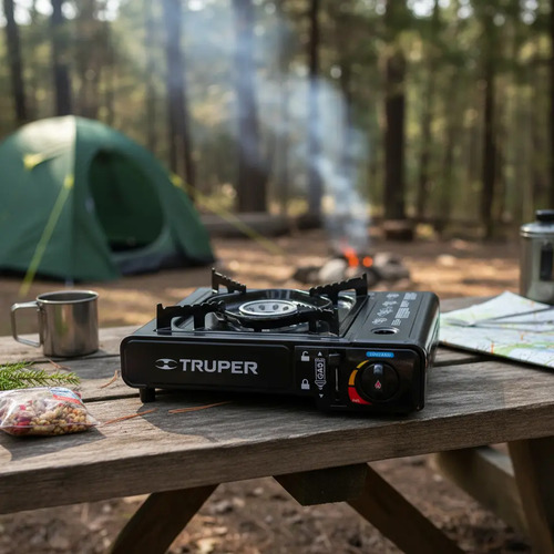 Estufa de camping a gas Truper ESPO-1 portátil color negro incluye maletín - Imagen 6