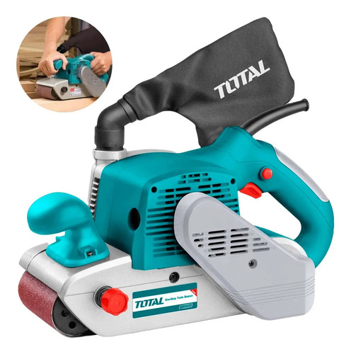Lijadora De Banda Total 1200w Industrial - 610x100mm - Incluye Lija Y Bolsa Recolectora De Polvo - Tbs12001 Turquesa 60hz