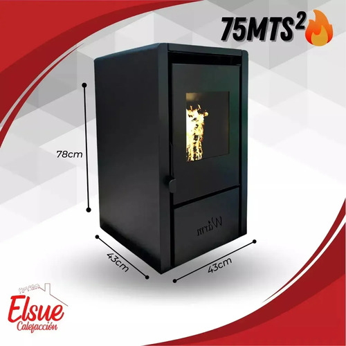 Calefactor Estufa Pellet Blanco 75m2 Warm Kit Caños Regalo - Imagen 2