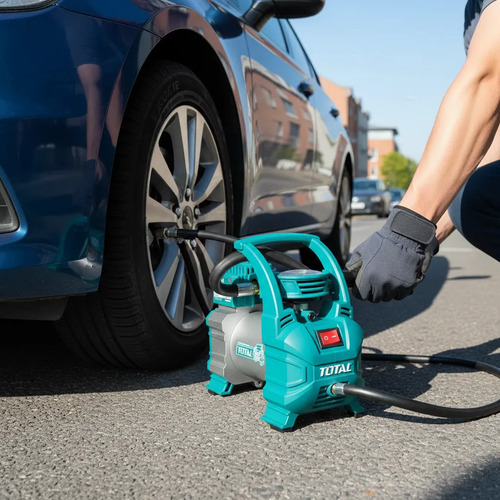Inflador Total 12v Para Autos Vehículos Con Manómetro 140psi - Imagen 3
