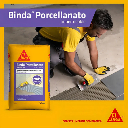 Adhesivo impermeable Sika Binda Porcellanato 25 Kg - Imagen 3