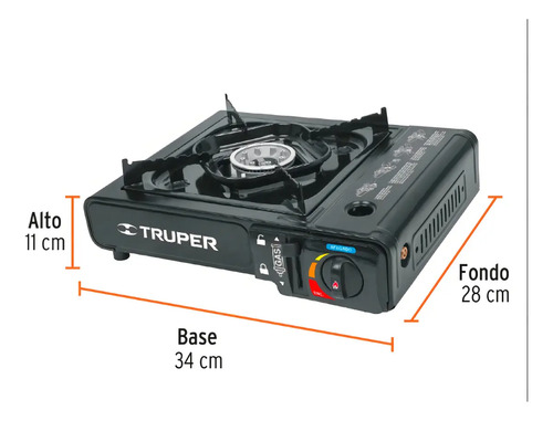 Estufa de camping a gas Truper ESPO-1 portátil color negro incluye maletín - Imagen 4