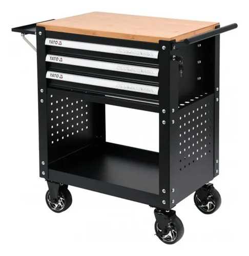 Carro Taller 3 Bandejas Mesa De Madera Yato 450kg Yt-55281