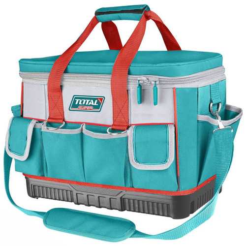 Bolso Total Porta Herramientas 16'' 40cm, Reforzado, Con Correa Ajustable, 25 Bolsillos - Tht561625 Turquesa