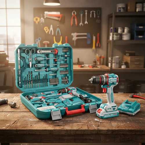 Set 165 Piezas Total: Taladro Percutor Y Atornillador 20v 66nm Sin Carbones, Con Batería 2.0ah, Cargador, Herramientas Manuales Y Maletín - Thkthp11652 Turquesa