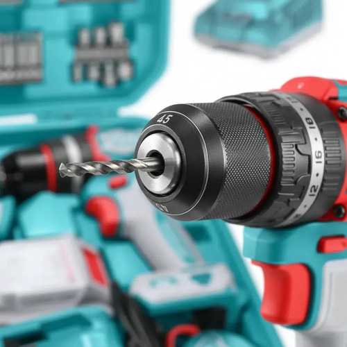 Set 165 Piezas Total: Taladro Percutor Y Atornillador 20v 66nm Sin Carbones, Con Batería 2.0ah, Cargador, Herramientas Manuales Y Maletín - Thkthp11652 Turquesa - Imagen 9