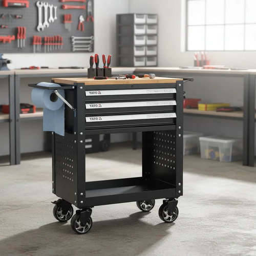 Carro Taller 3 Bandejas Mesa De Madera Yato 450kg Yt-55281 - Imagen 2