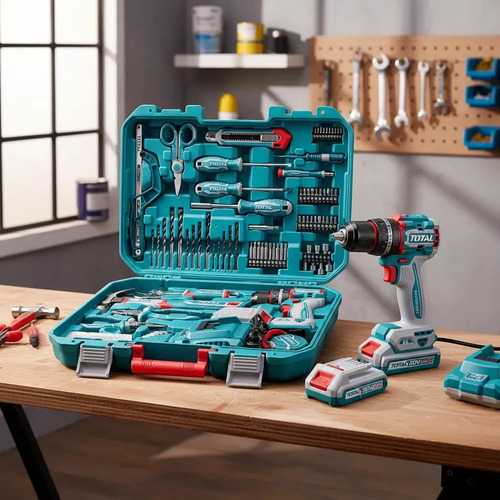 Set 165 Piezas Total: Taladro Percutor Y Atornillador 20v 66nm Sin Carbones, Con Batería 2.0ah, Cargador, Herramientas Manuales Y Maletín - Thkthp11652 Turquesa - Imagen 4