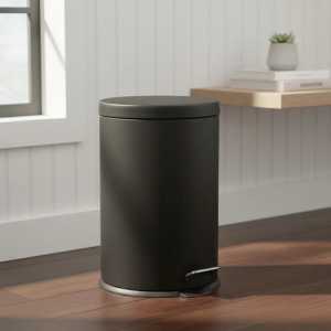 Papelera Acero Inox Negro Mate 20lts Alto 45cm Diámetro 30cm