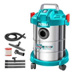 Aspiradora De Tacho Total 800w, Seco Húmedo, Polvo Agua - Capacidad 12 Litros - Incluye Ruedas Y Accesorios - Tvc14122 Turquesa