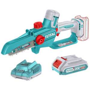 Mini Motosierra De Mano Inalámbrica Total 20v, Motor Brushless, Sin Carbones - 5 Pulgadas, 130mm - Jardín, Poda - Con 1 Batería 2.0ah Litio-ion Y Cargador - Tgsli20561 Turquesa