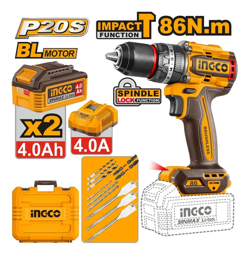Taladro Atornillador + Valija 86nm Ingco Cidli208682 - Imagen 3