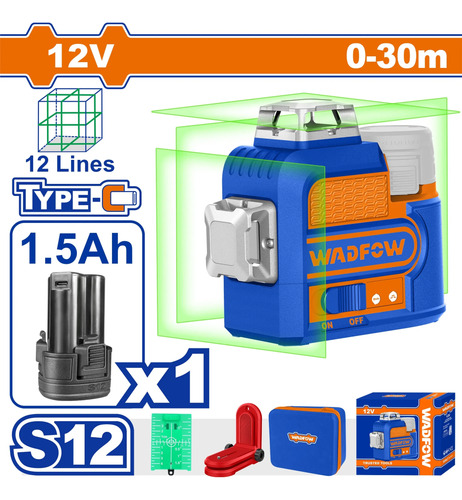 Nivel Laser 3d Verde 12v + Bateria 1.5ah Wle8m12 Wadfow - Imagen 2