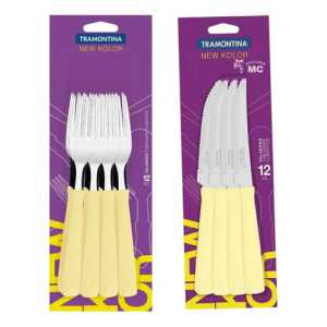 Juego 24 Cuchillos Y Tenedores Tramontina New Kolor Beige