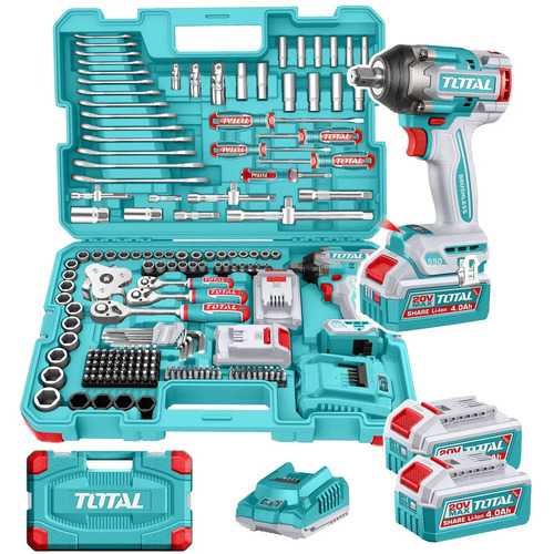 Set 172 Piezas Total Llave Impacto 20v 1/2'' C/2 Bat + Acces