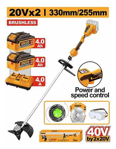 Desmalezadora M42 20v+20v 330mm/255mm Baterias 4ah Ingco