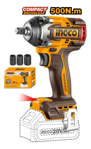 Llave De Impacto Ingco 20v, 500nm, Solo Llave, Sin Bateria C - Imagen 3