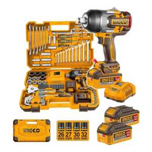 Llave De Impacto 3/4 Ingco 20v Bl 1350nm + 138 Accesorios